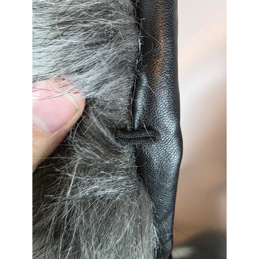 The Beauty Optimal Product Faux Fur Jacket Grey Black Salt Pepper Tiered Coat - Picture 3 of 6